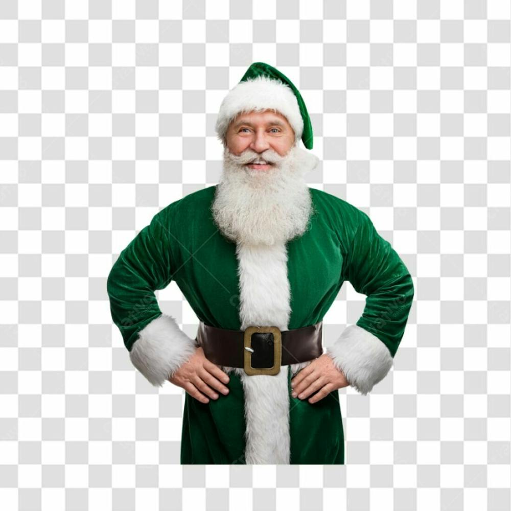 Papai Noel Roupa Verde Feliz Transparente