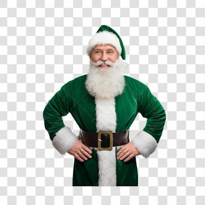 Papai Noel Roupa Verde Feliz Transparente