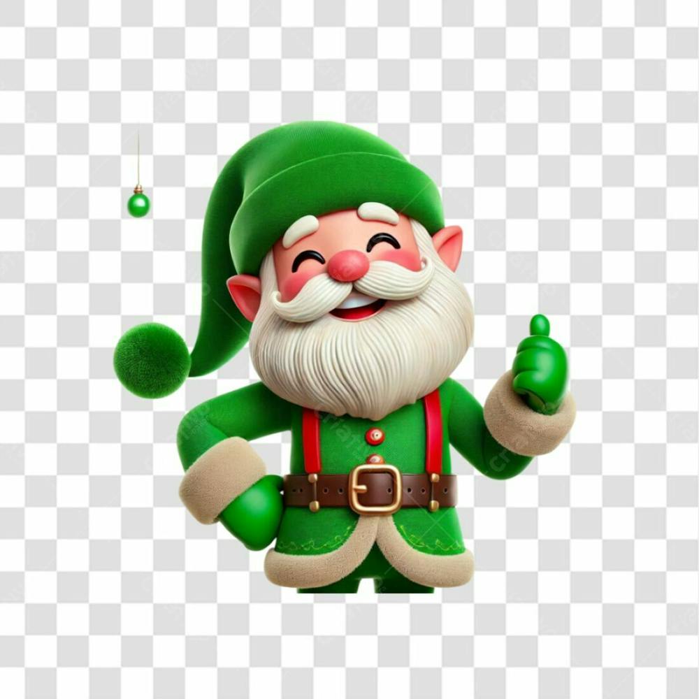 Papai Noel Roupa Verde Feliz Transparente