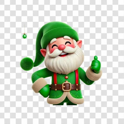 Papai Noel Roupa Verde Feliz Transparente