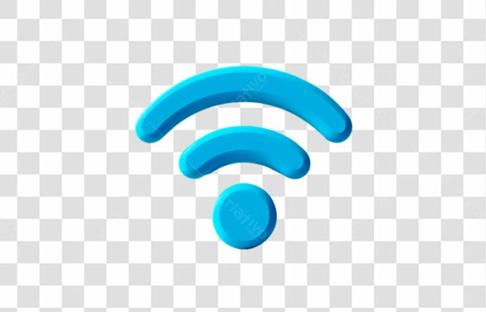 Icon Wifi 3D Azul Claro Em Degradê