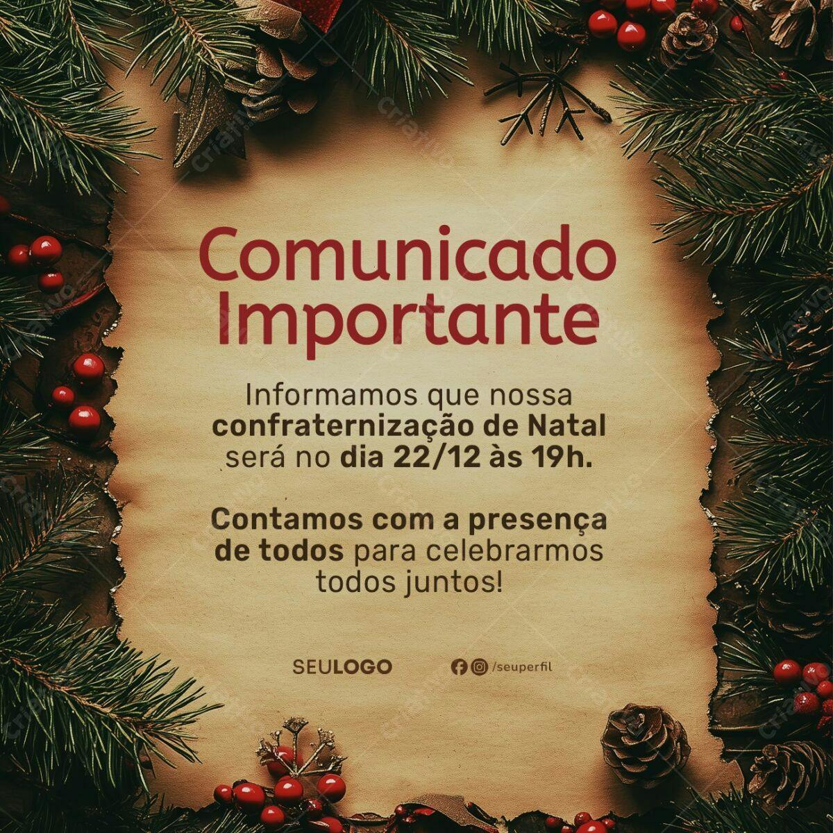 Convite Confraternização Natal PSD Editável