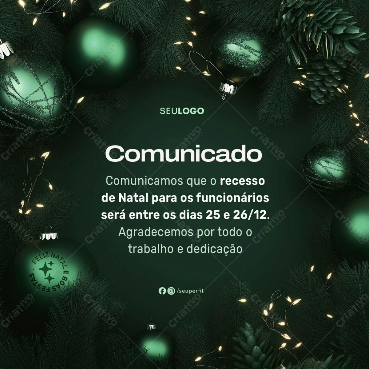 Postagem de Natal PSD Editável