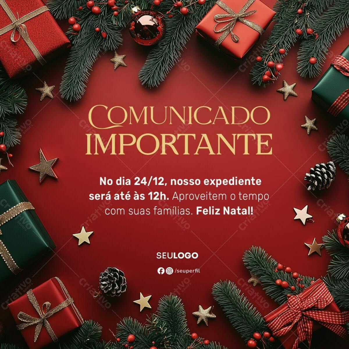 Comunicado Natalino PSD Editável