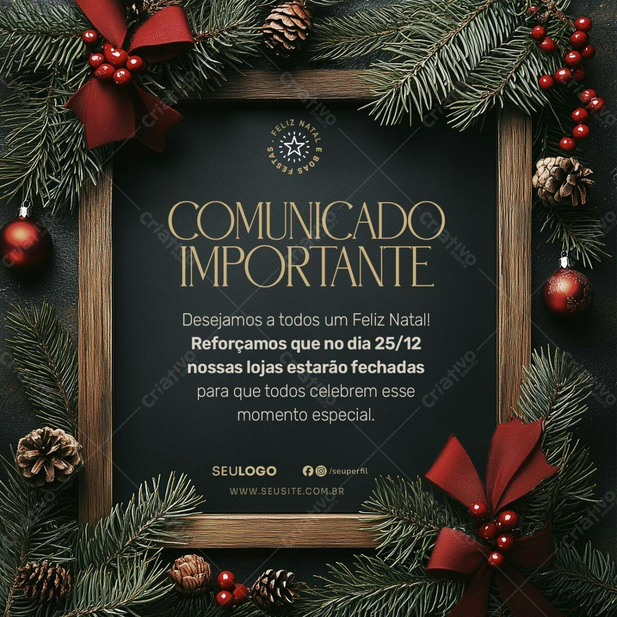 Comunicado Natal PSD para Lojas Editável