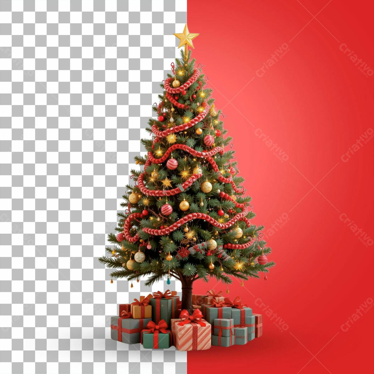 Árvore de Natal com Presentes PSD Editável