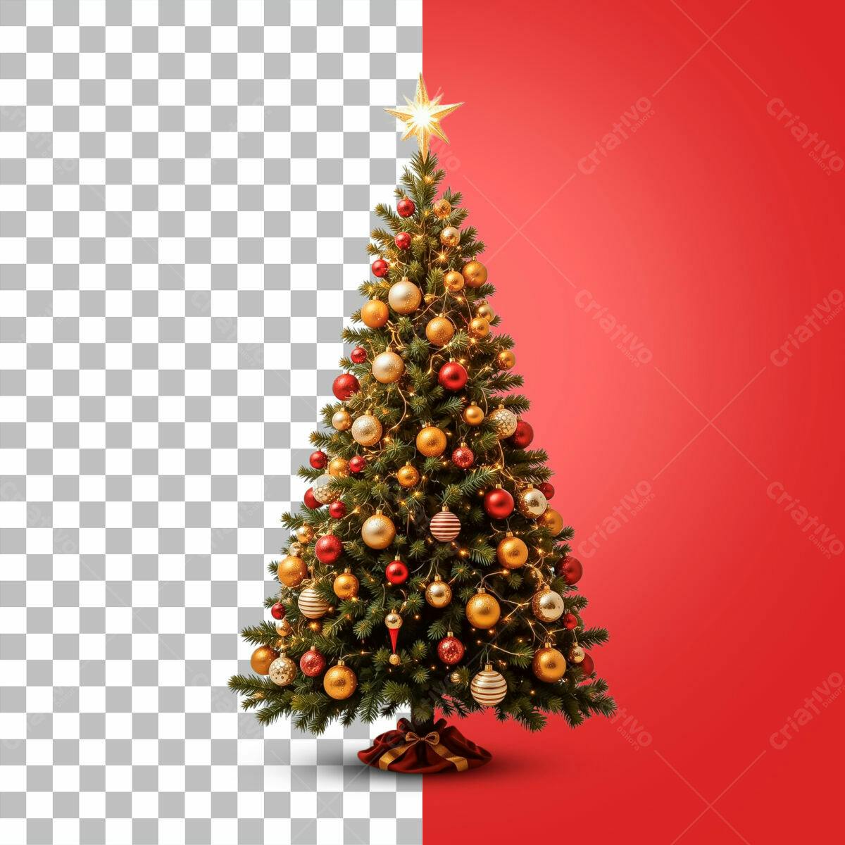 Árvore de Natal PSD Editável para Cartões de Boas Festas