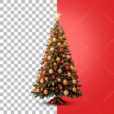 Árvore De Natal Com Estrela Amarela Psd Editável