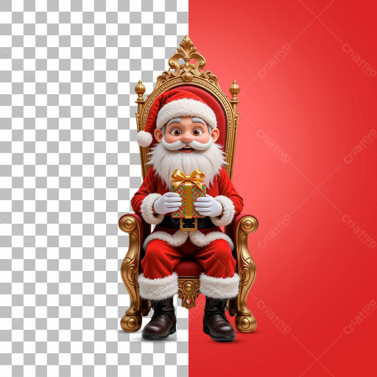 Imagem Natalina Papai Noel no Trono PSD Editável