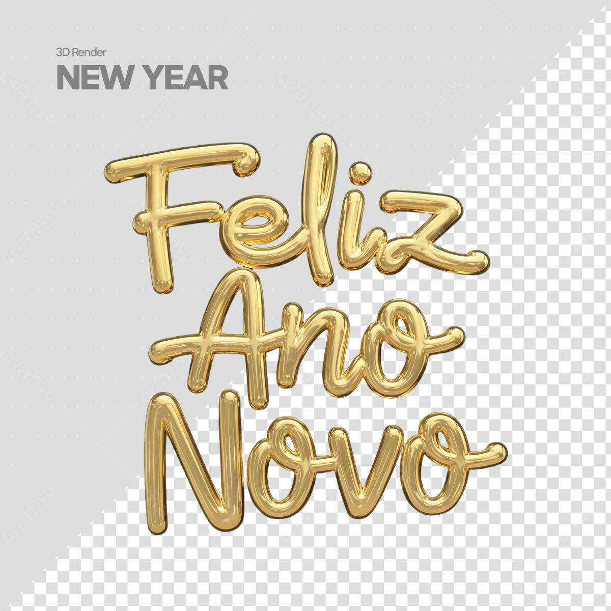 Arte Feliz Ano Novo em PSD Editável