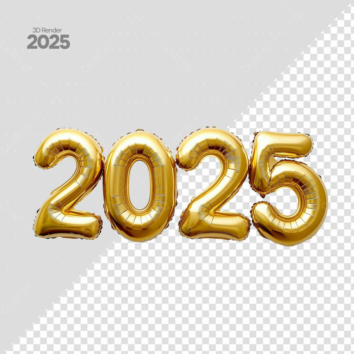 Balões Dourados 2025 PSD Editável