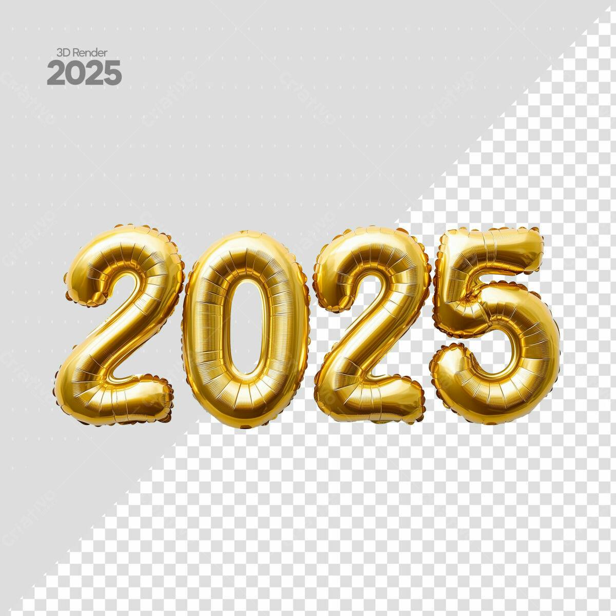 Balões Ano Novo 2025 PSD Editável