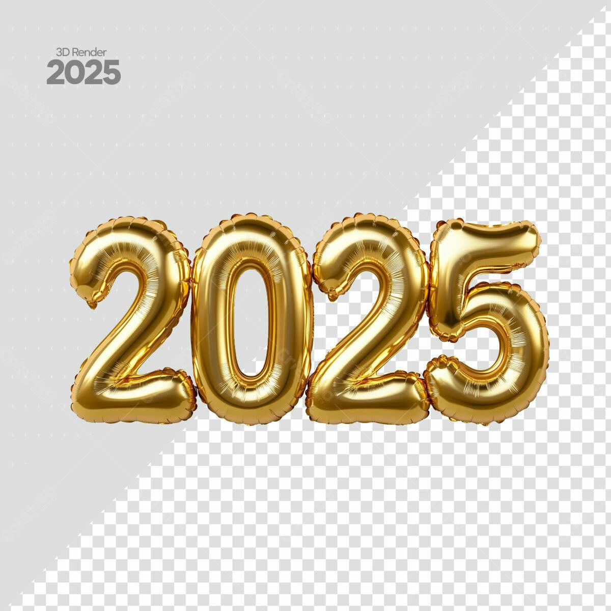 Balões Dourados 2025 PSD Editável
