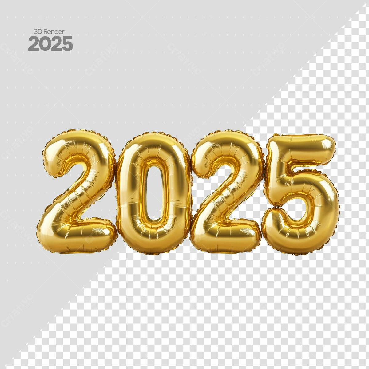 Balões Ano Novo 2025 PSD Editável