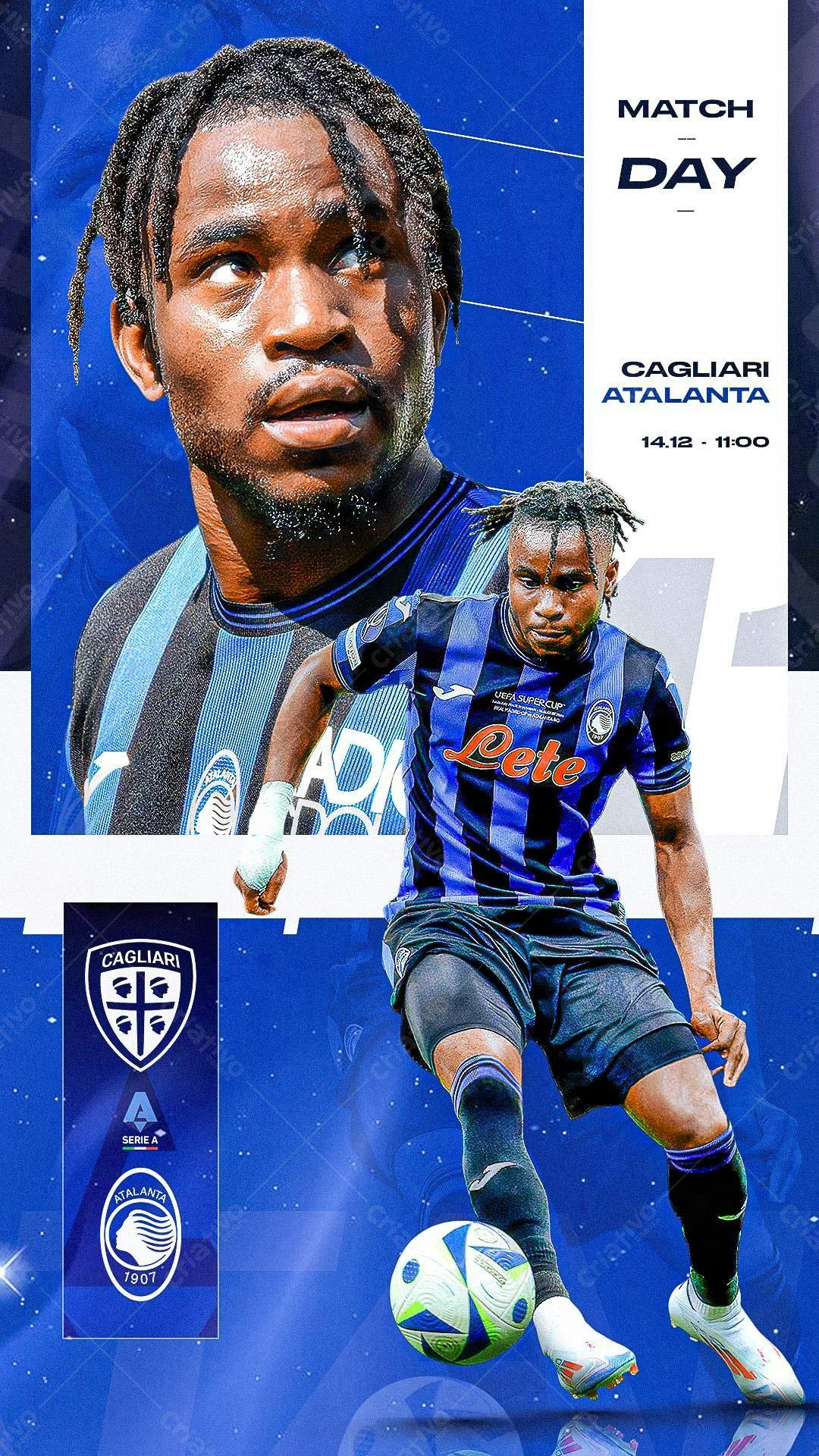 Poster Dia de Jogo Cagliari x Atalanta PSD Editável