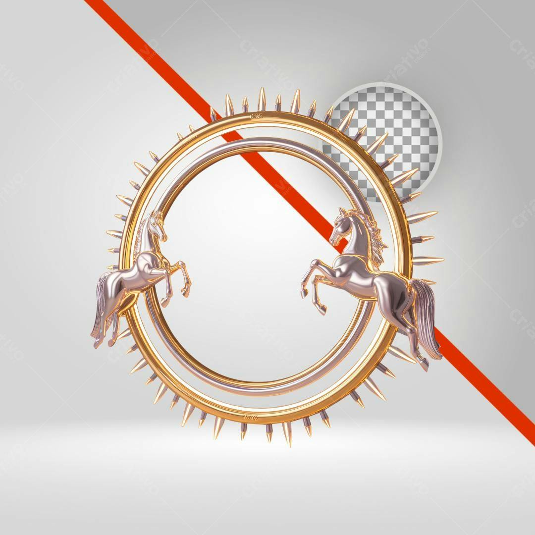 Moldura PNG com fundo transparente Cavalos Dourados