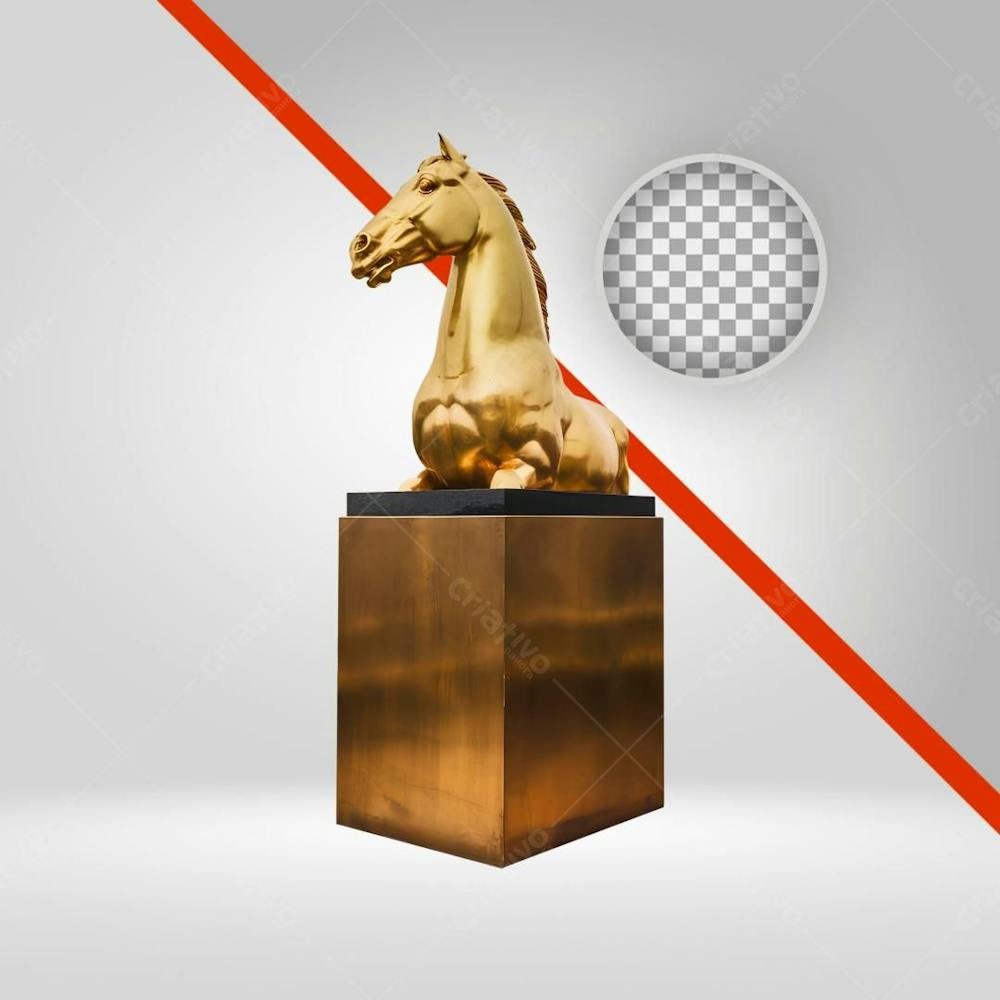 Cavalo Dourado Para Vaquejada e Cavalgada Png Estatua