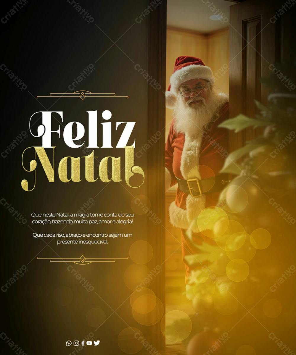 Post Feliz Natal Papai Noel Entrando Escondido 2