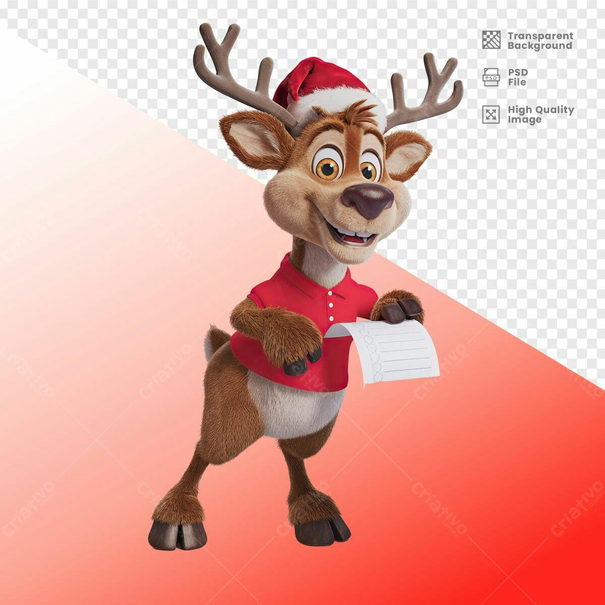 Personagem Rena Natalino PSD Editável
