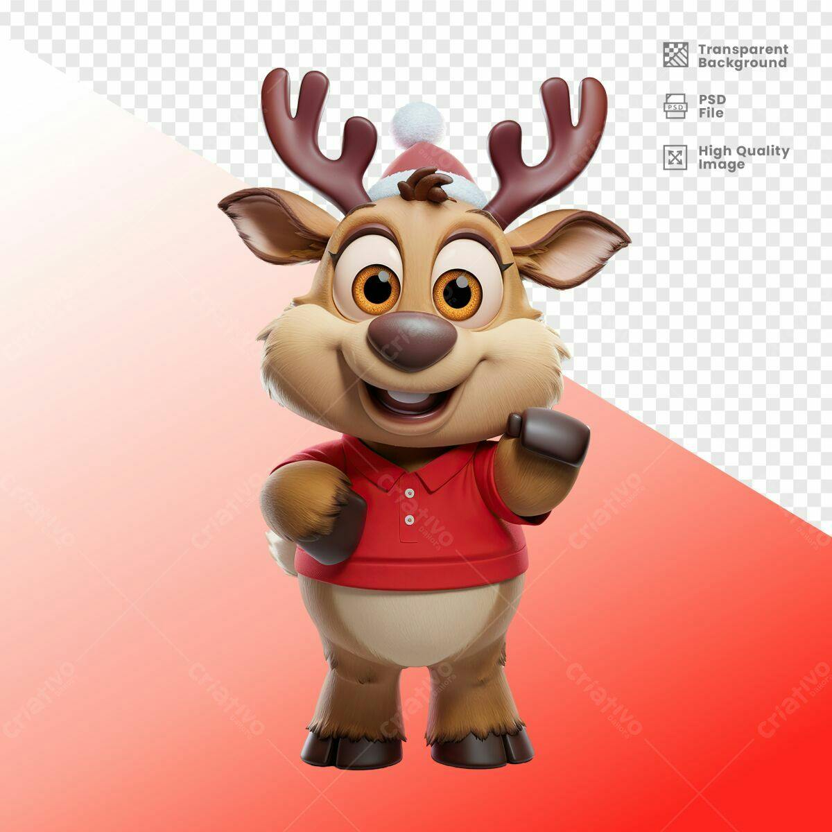 Mascote Rena Natalino PSD Editável