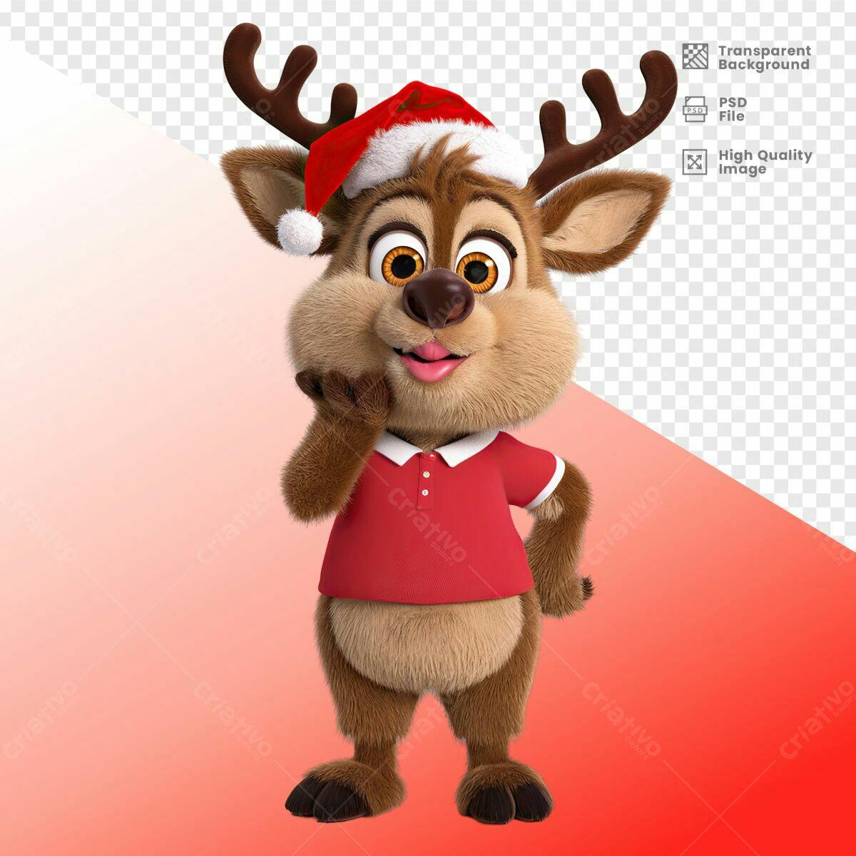 Mascote Rena Natalino PSD Editável