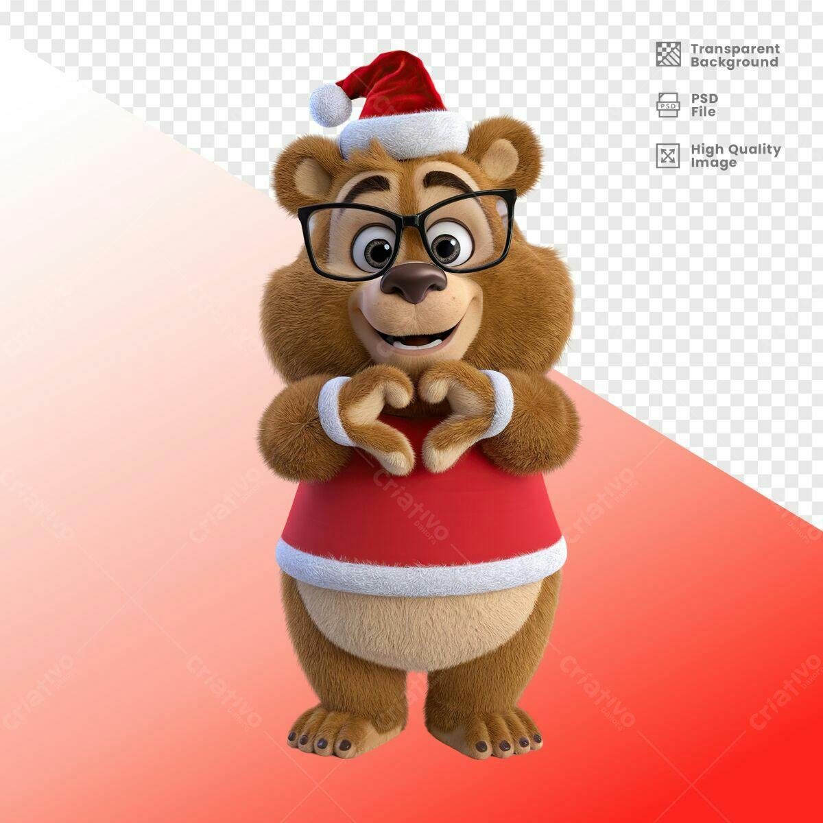 Urso Natalino Amor PSD Editável
