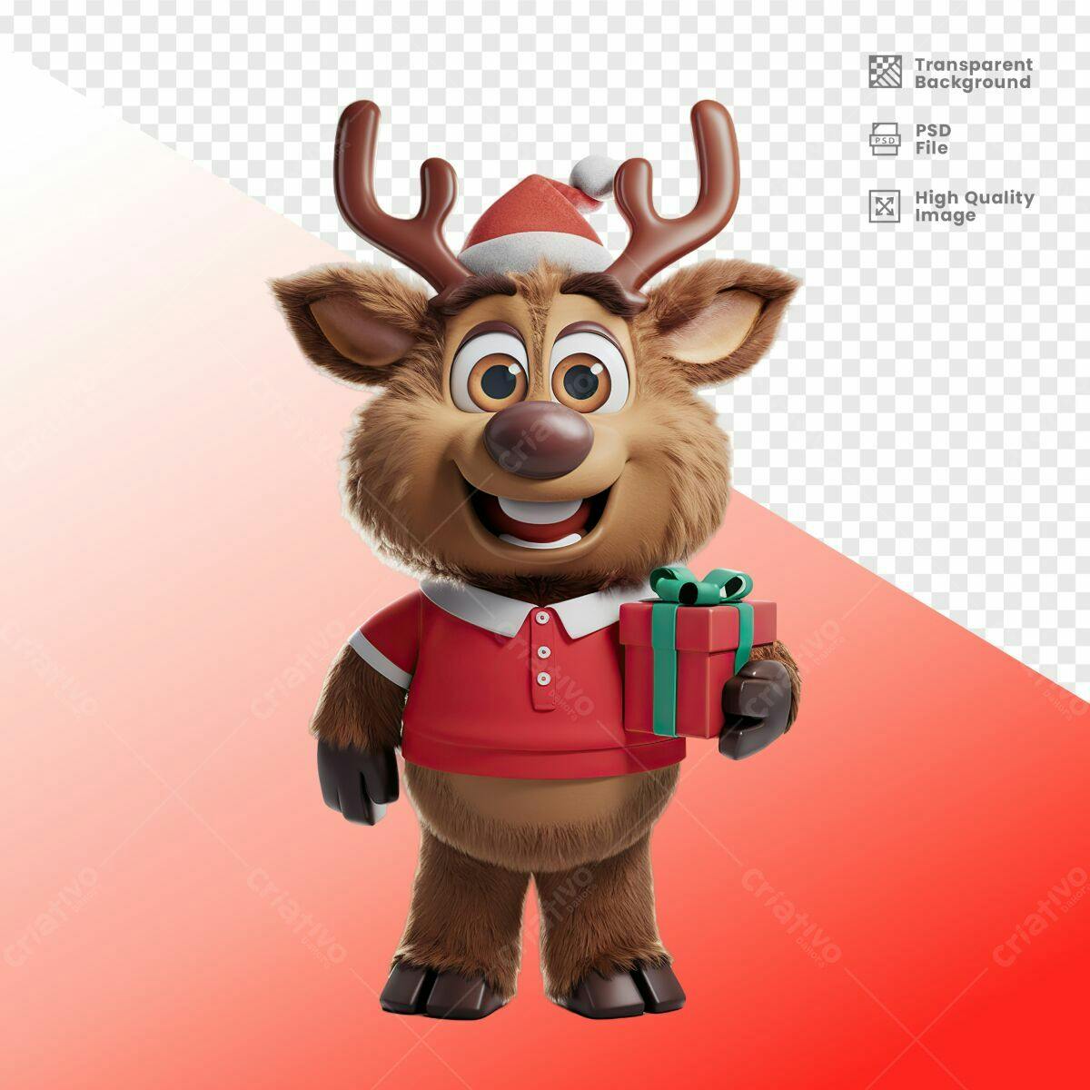 Personagem Rena Natalino PSD Editável