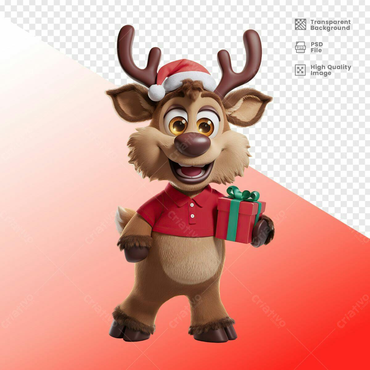 Personagem Rena Natalino PSD Editável