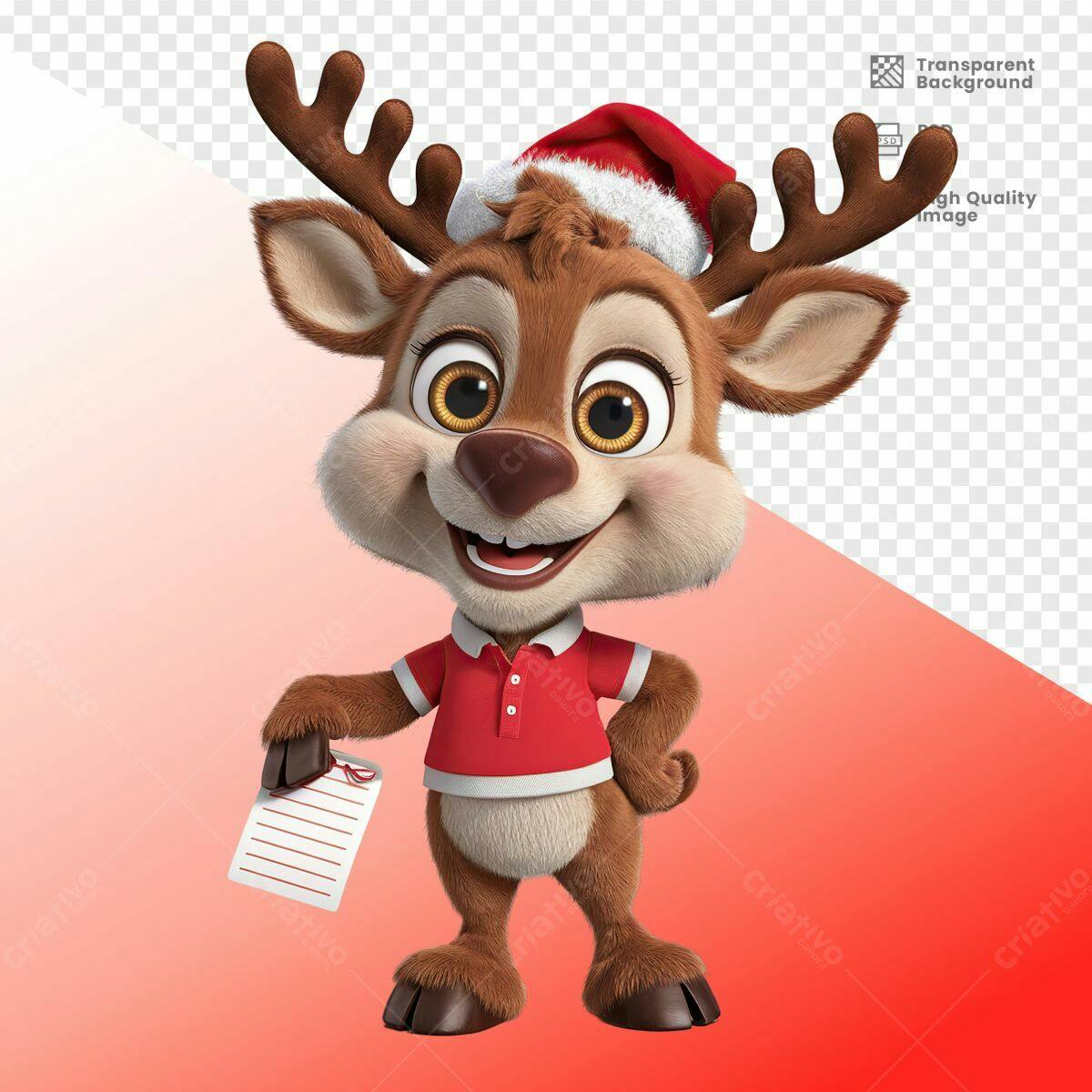 Personagem Rena Natalino PSD Editável