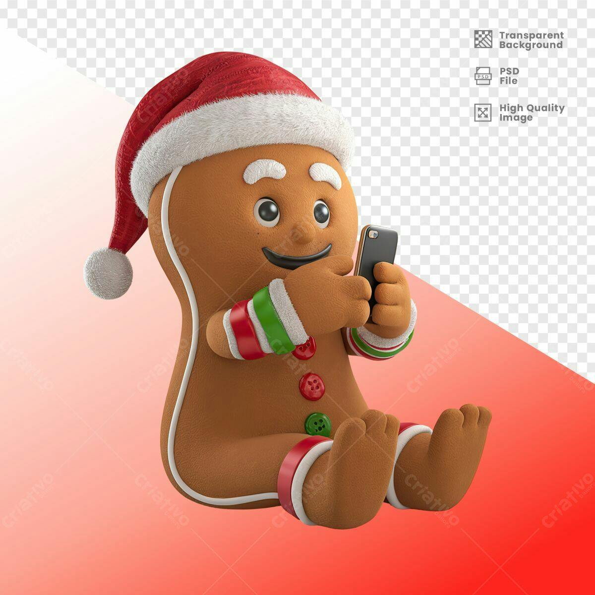 Boneco de Gengibre Natalino PSD Editável