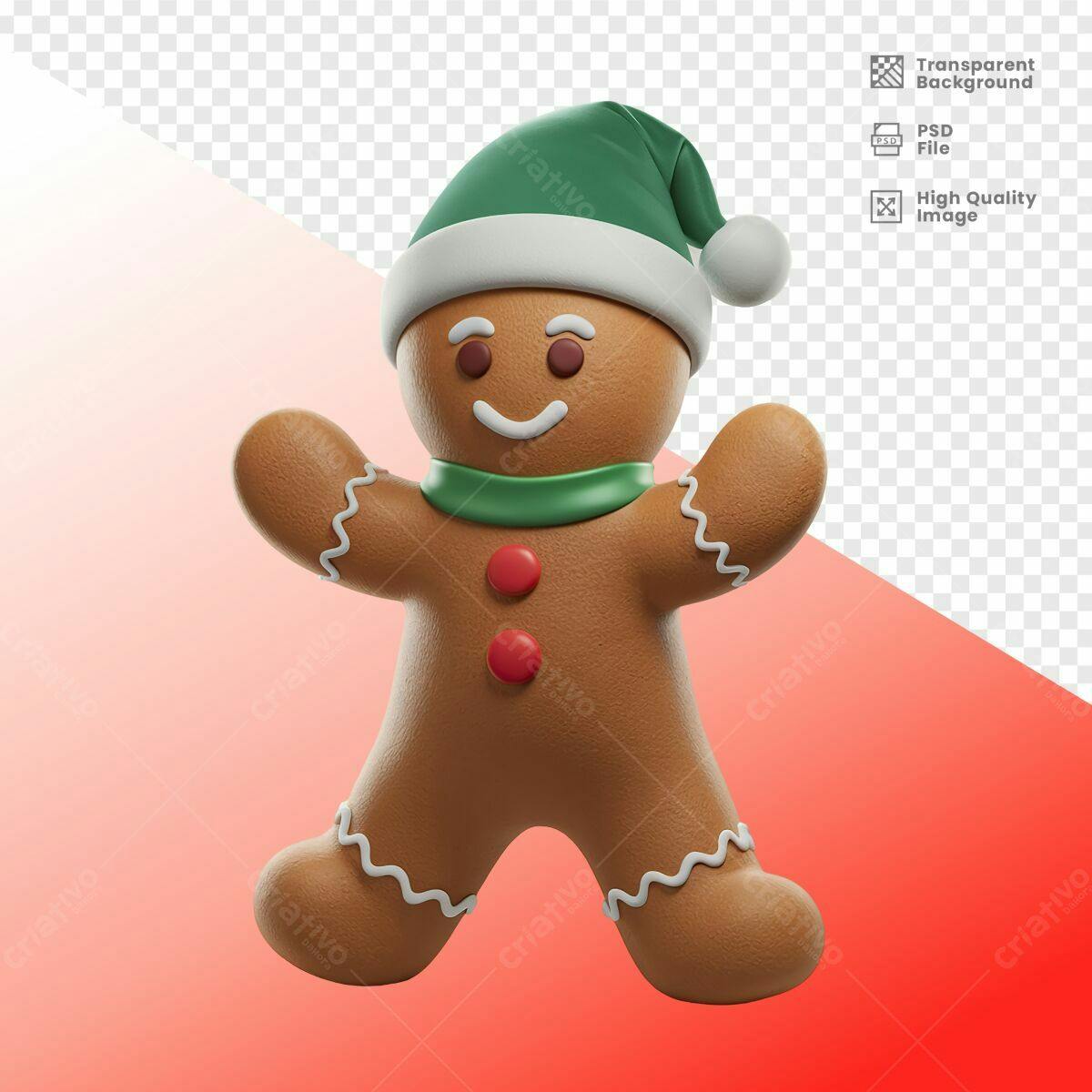 Boneco de Gengibre Natalino PSD Editável