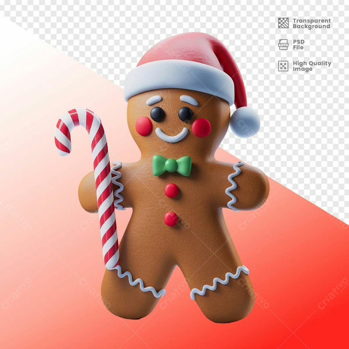 Boneco de Gengibre Natalino PSD Editável