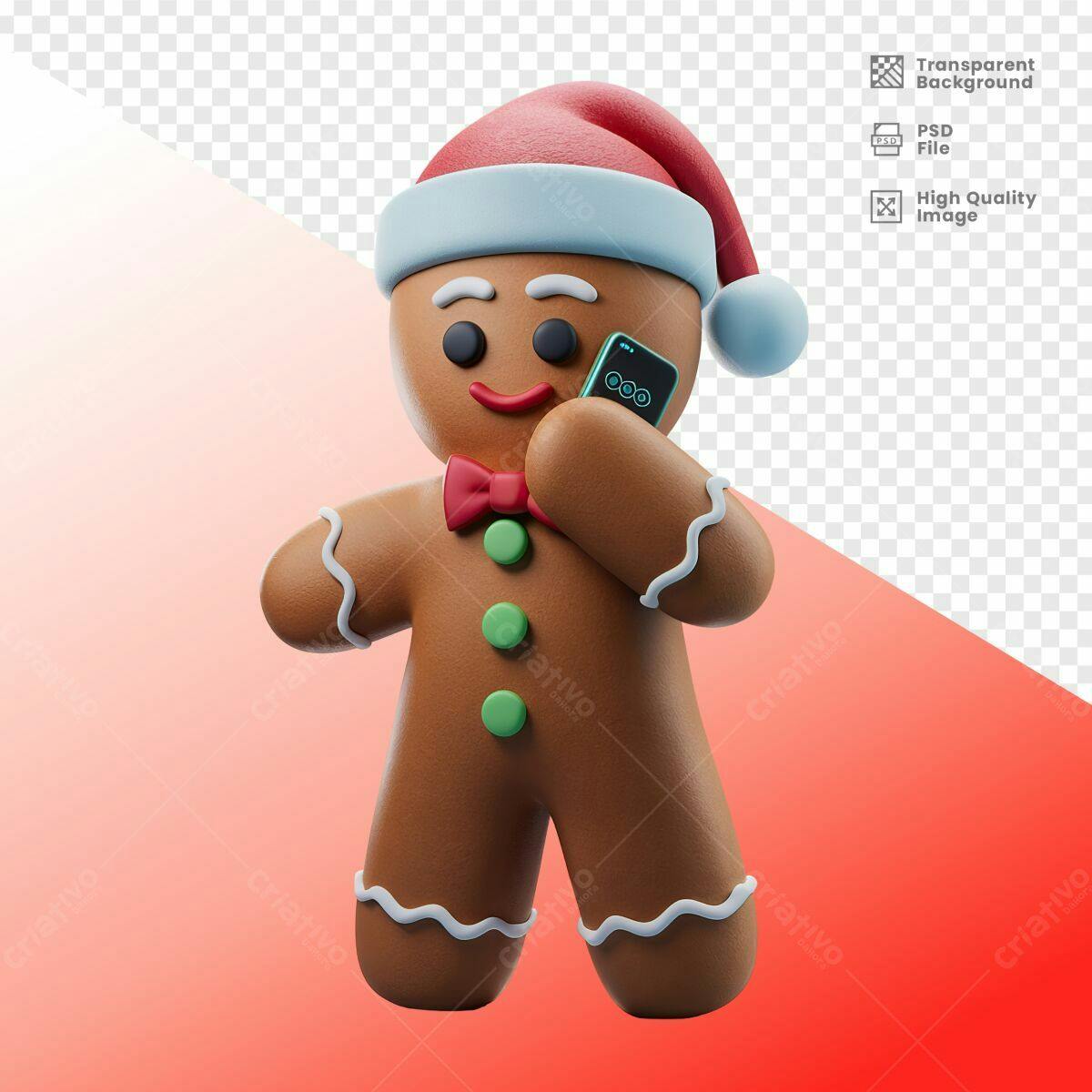 Boneco de Pão de Mel Natalino PSD Editável