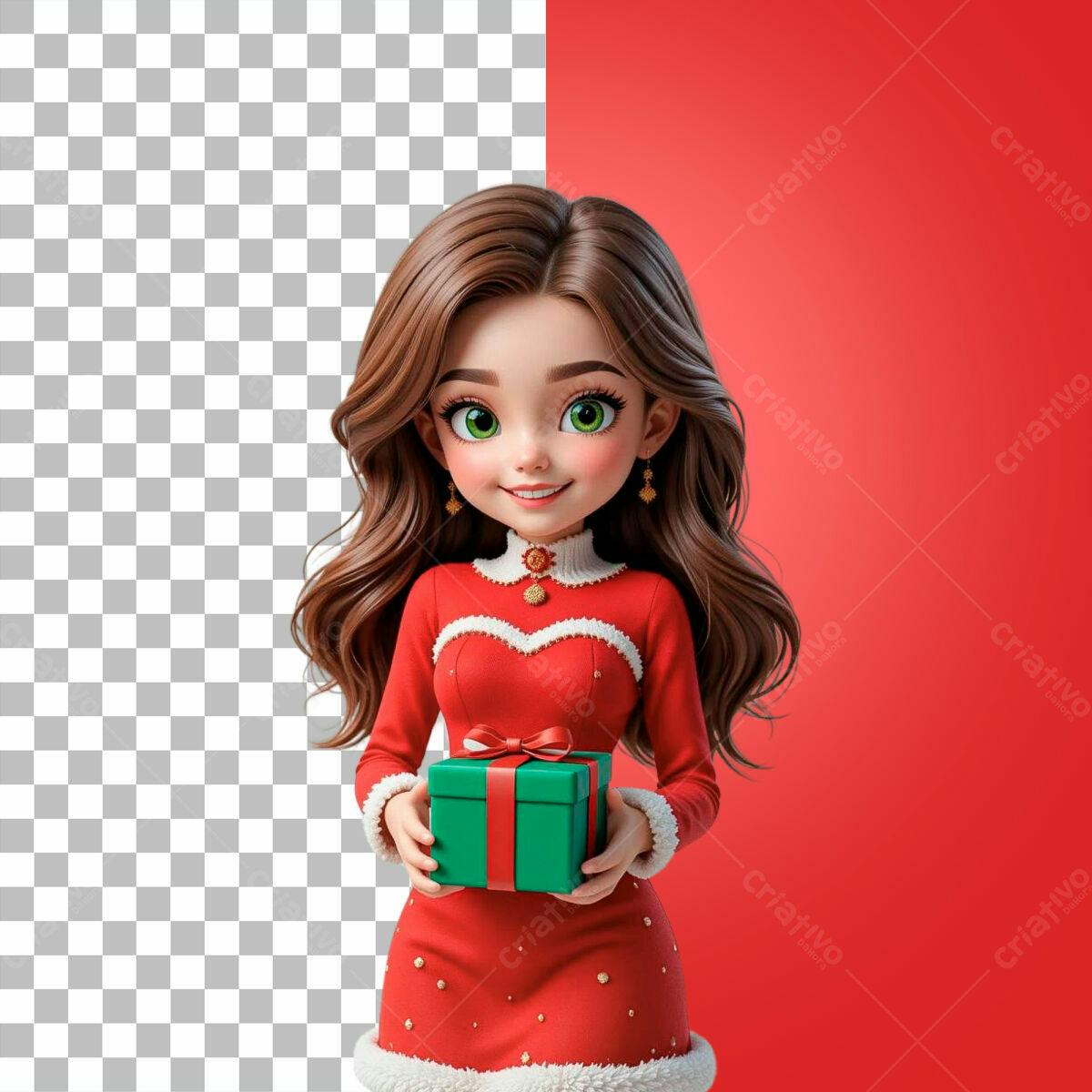 Personagem Natalina para Flyer de Boas Festas PSD Editável