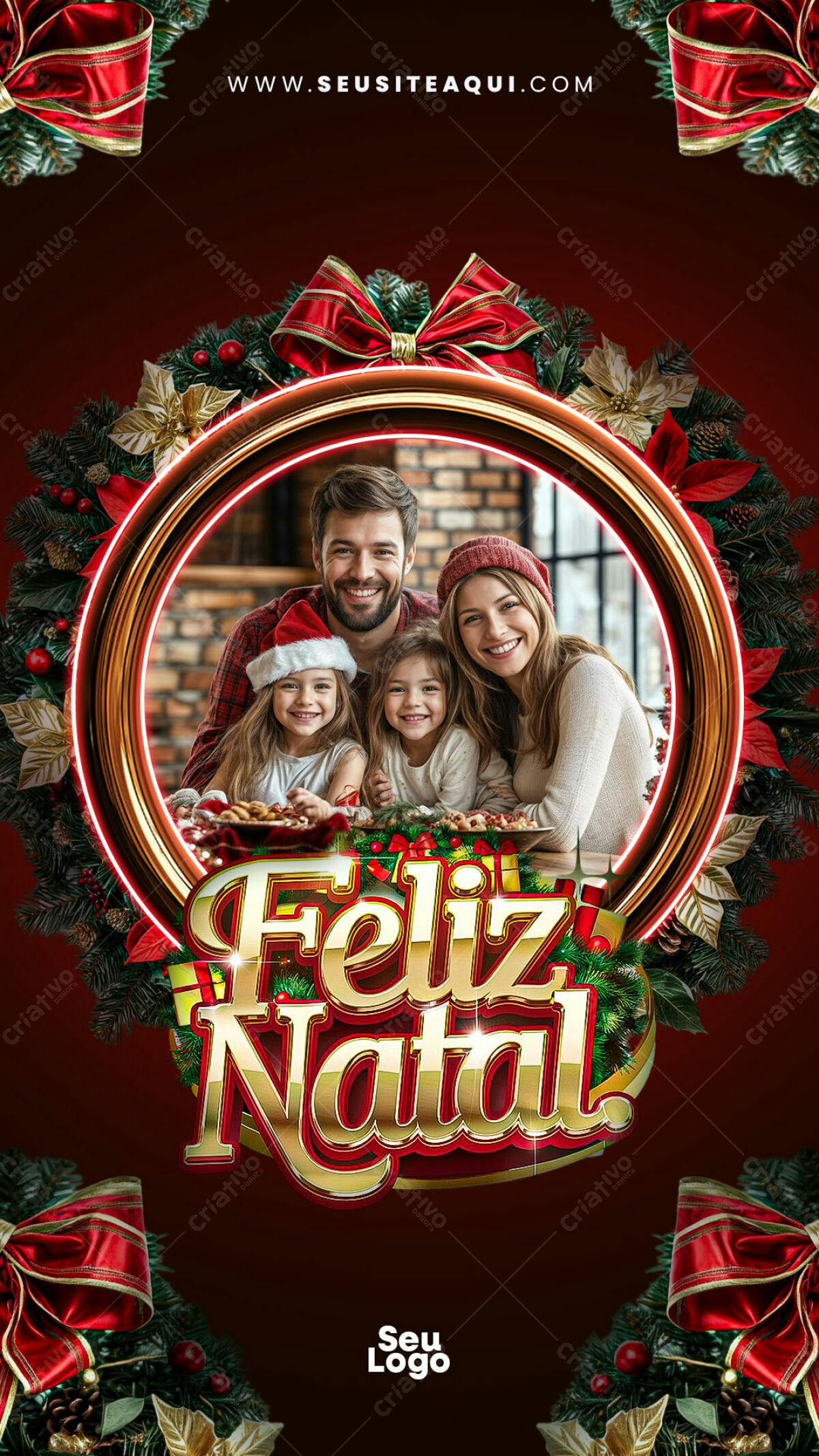 Moldura Natalina Família PSD Editável