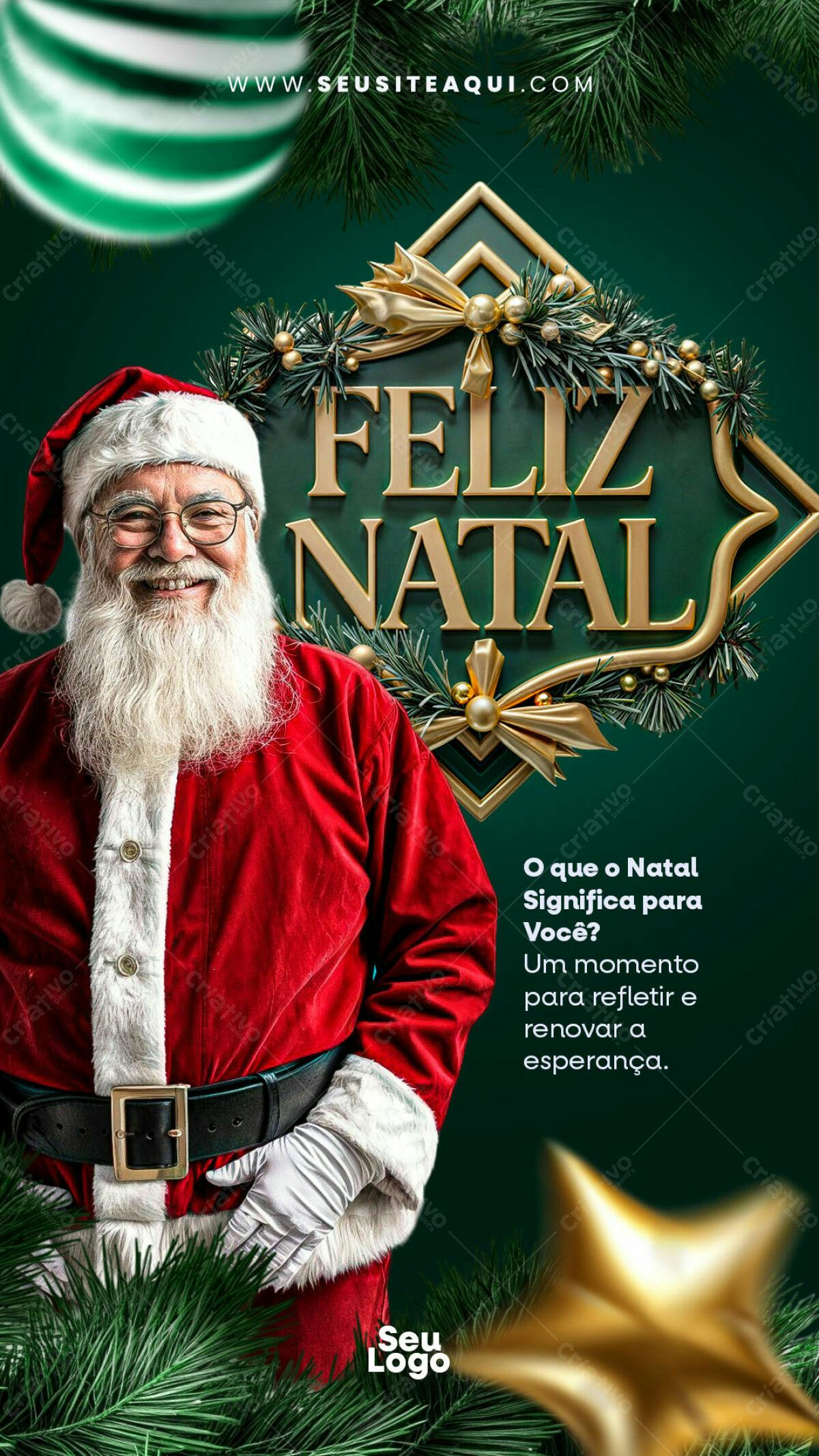 Flyer de Natal com Papai Noel PSD Editável