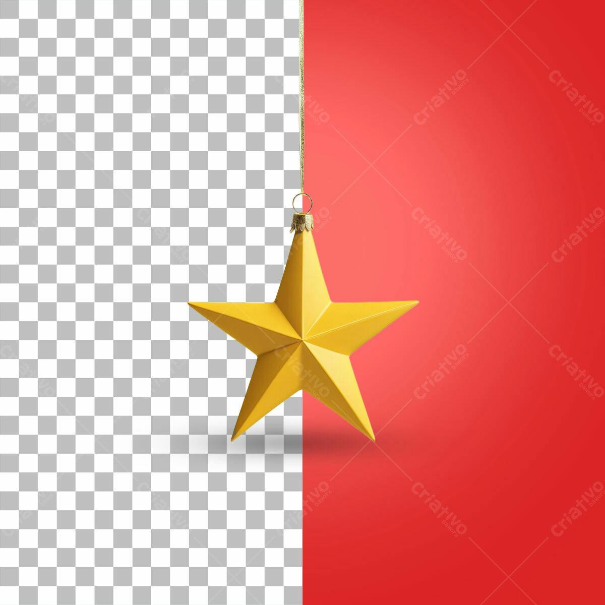 Enfeite de Natal Estrela Amarela PSD Editável