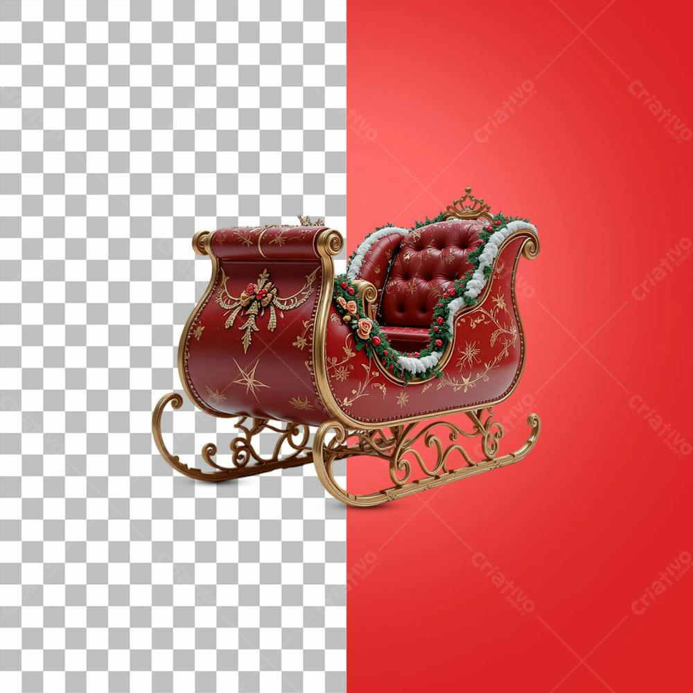 Trenó De Natal Vermelho Psd Editável