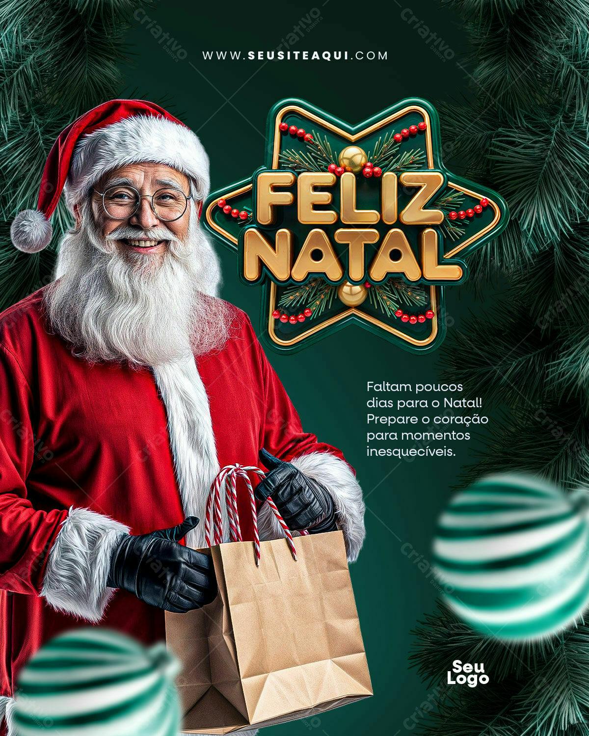 Flyer Natal com Papai Noel PSD Editável
