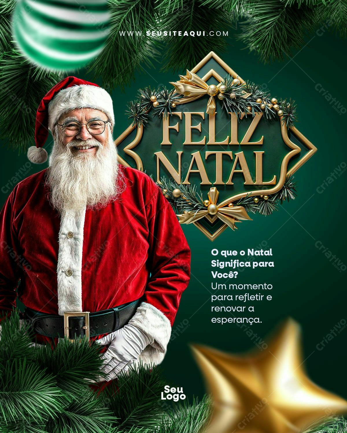 Flyer de Natal com Papai Noel PSD Editável