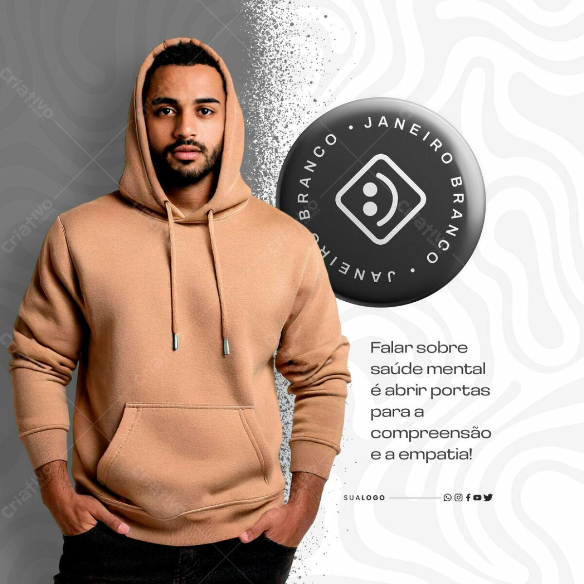 Mockup Camiseta Capuz Bege PSD Editável