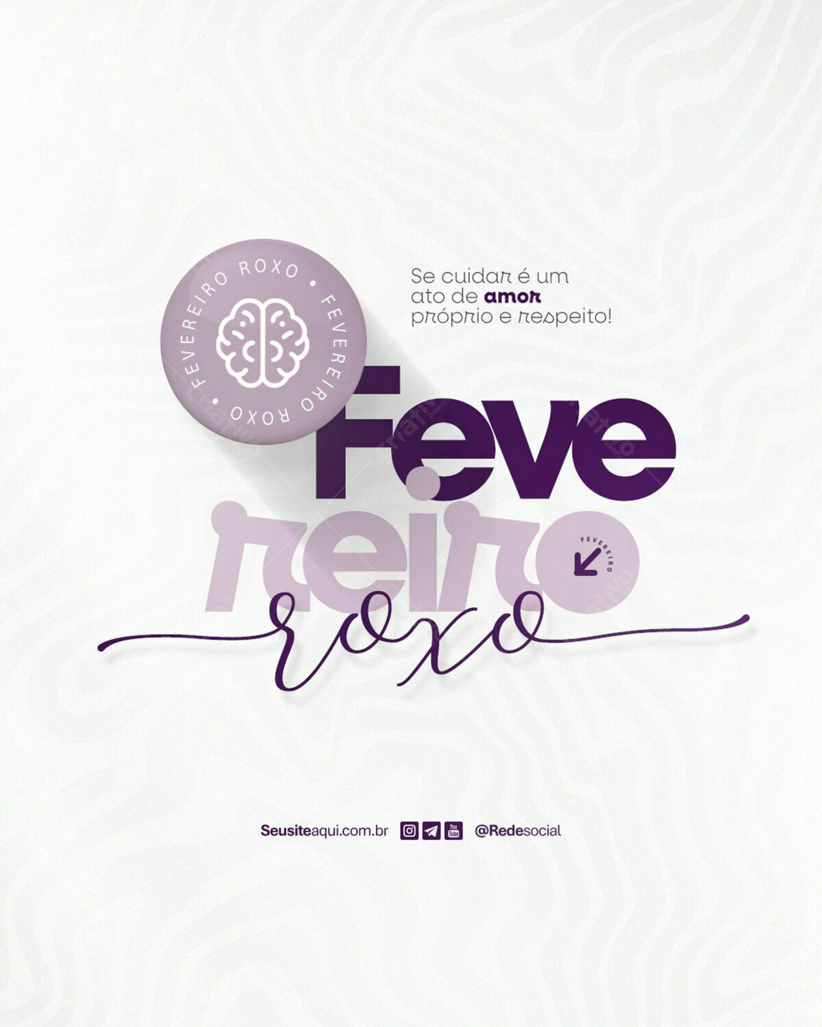 Post para Fevereiro Roxo PSD Editável