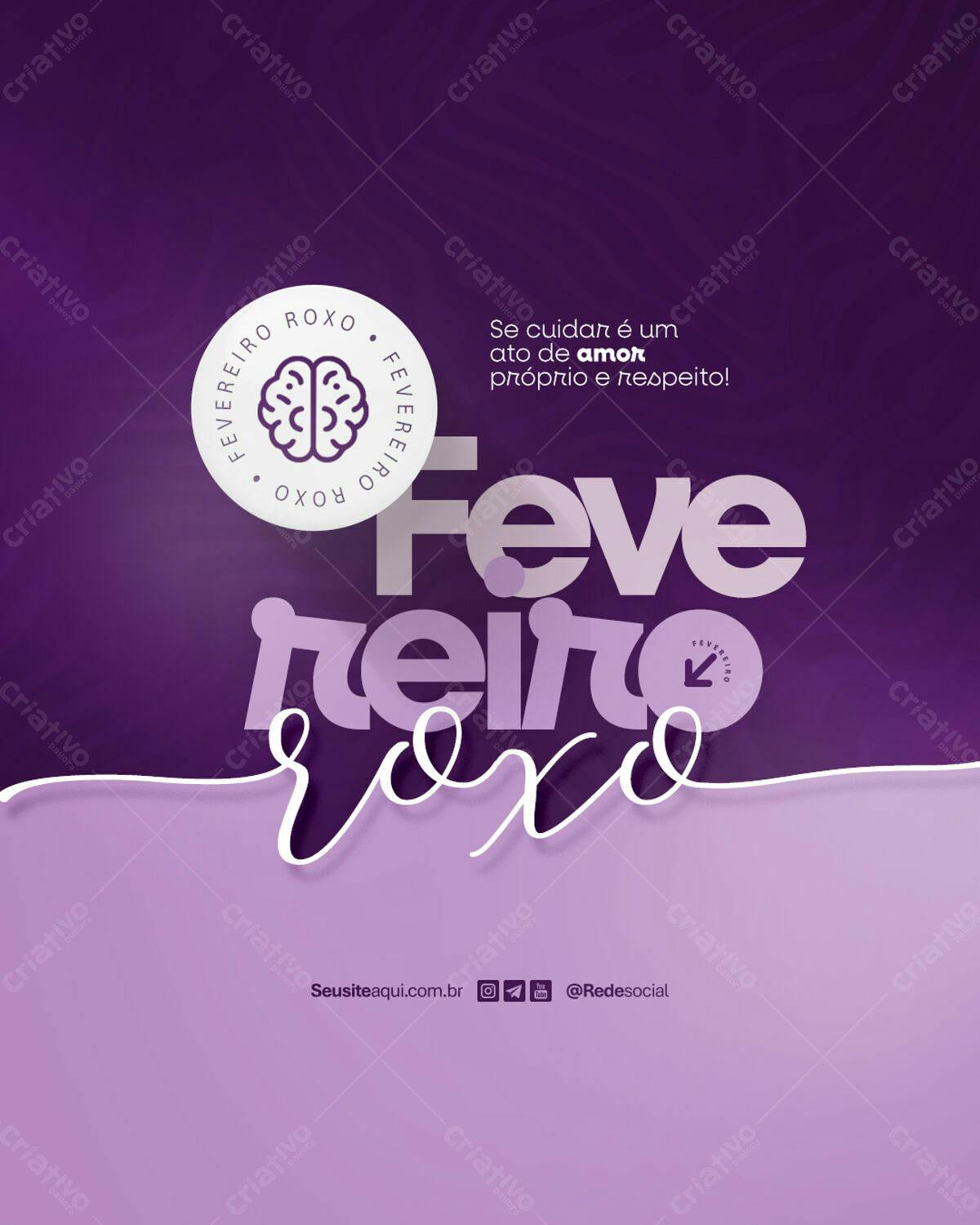 Post para Fevereiro Roxo PSD Editável