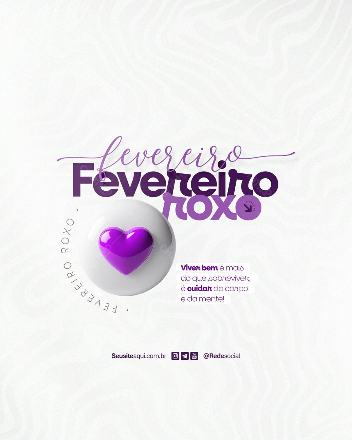 Post para Fevereiro Roxo PSD Editável