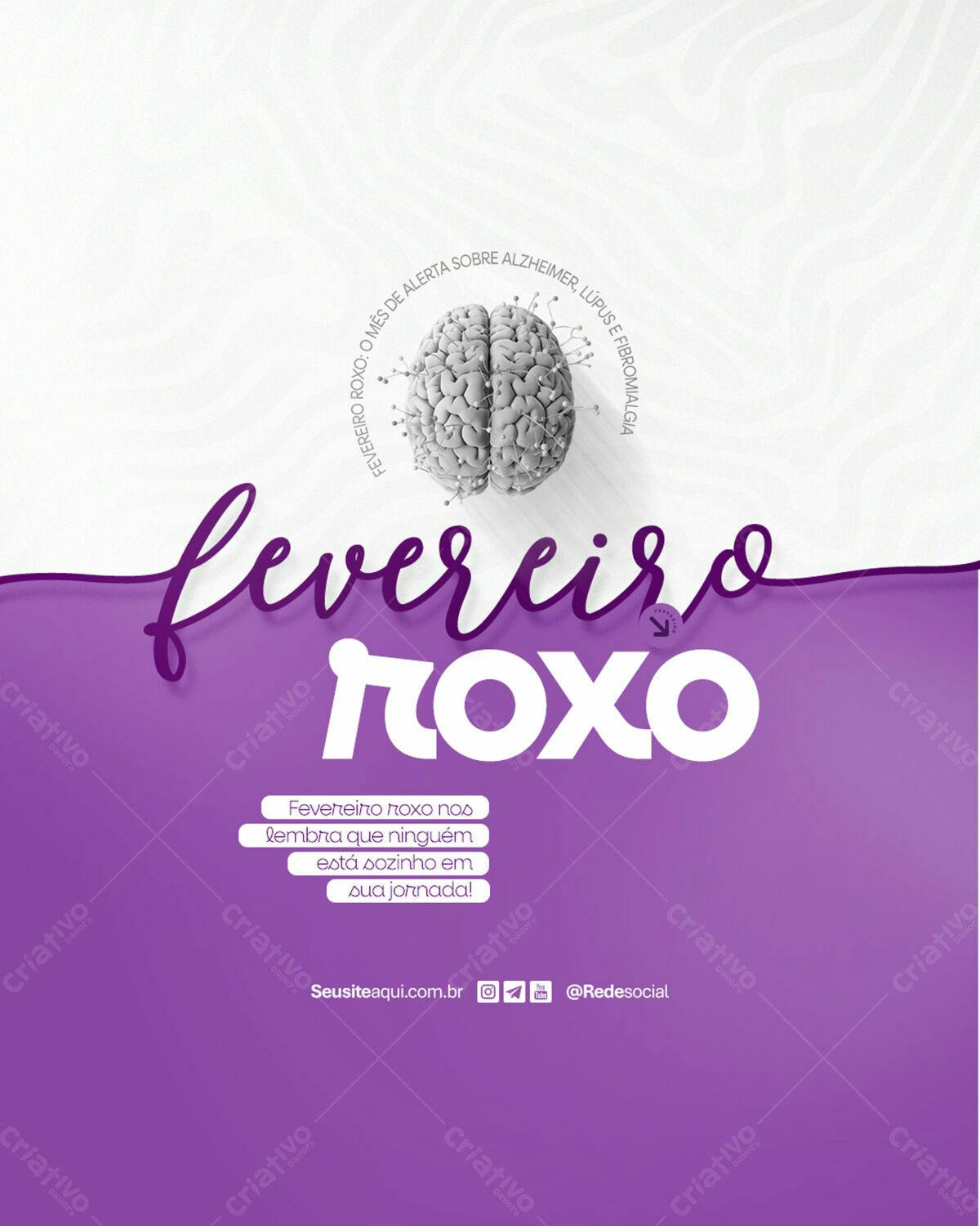 Post para Fevereiro Roxo PSD Editável
