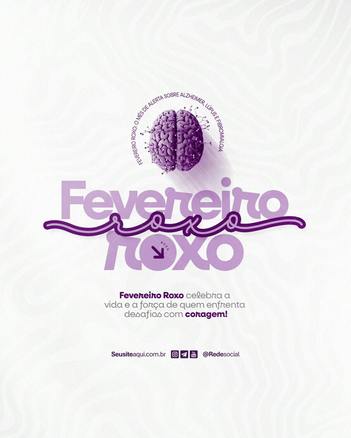Flyer Fevereiro Roxo PSD Editável
