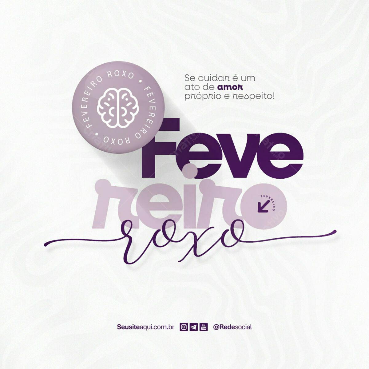 Post para Fevereiro Roxo PSD Editável