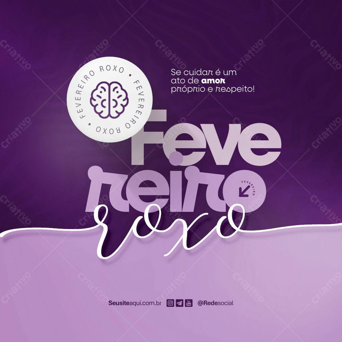 Flyer Fevereiro Roxo PSD Editável