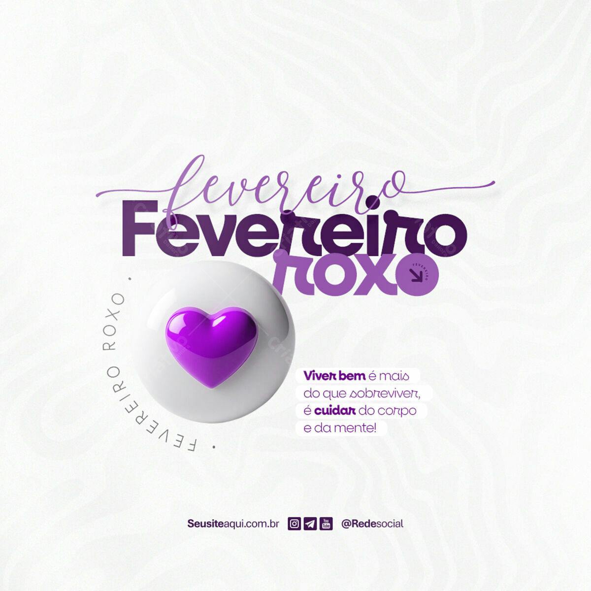 Post para Fevereiro Roxo PSD Editável