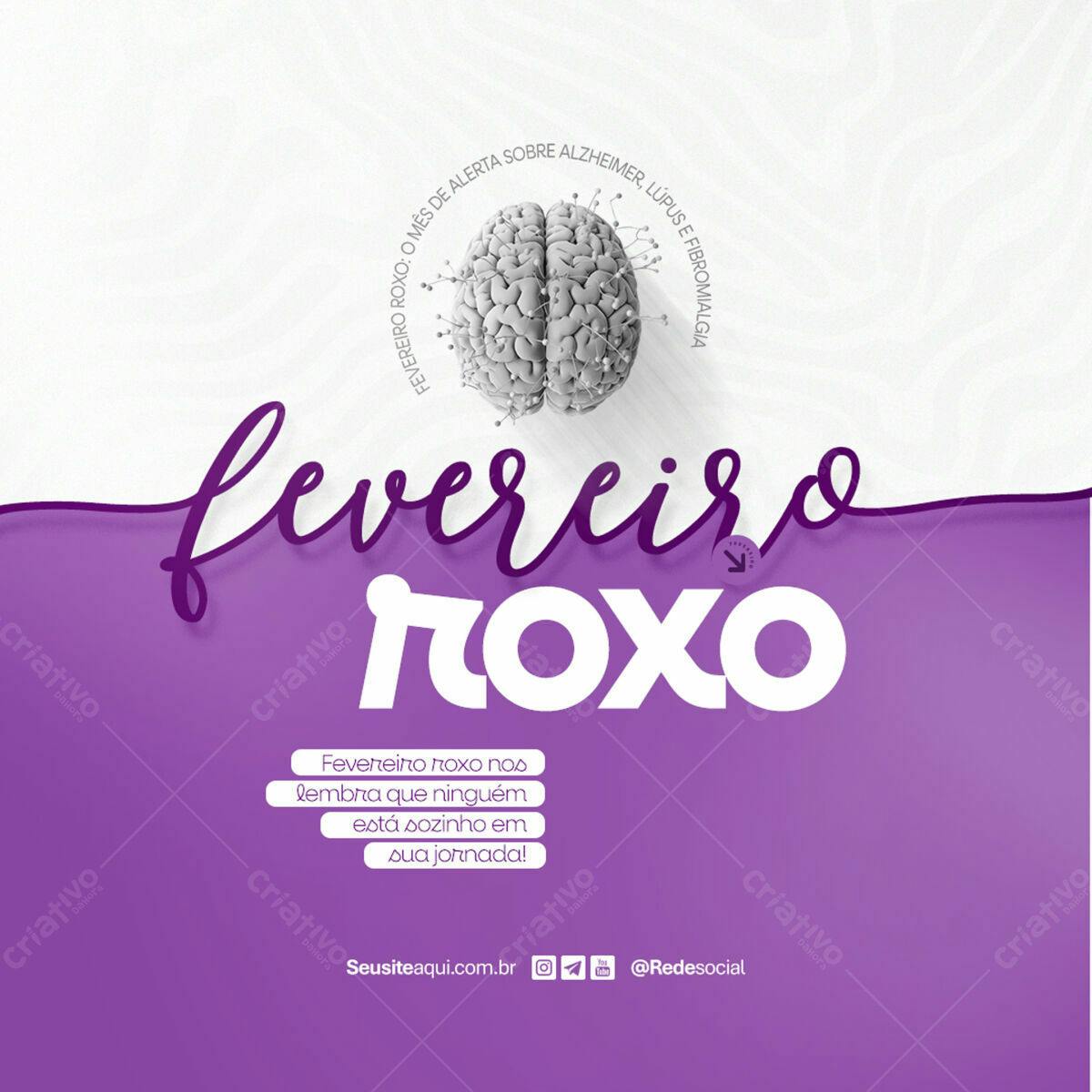 Post para Fevereiro Roxo PSD Editável